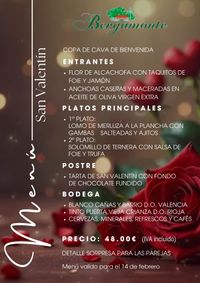 MENÚ DE SAN VALENTÍN RESTAURANTE BERGAMONTE MENÚ DE SAN VALENTÍN RESTAURANTE BERGAMONTE