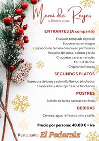 MENÚ DE REYES RESTAURANTE EL PEDERNIZ