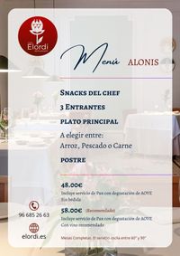 MENÚ ALONIS RESTAURANTE ELORDI