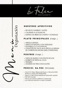 MENÚ DEGUSTACIÓN RESTAURANTE LA FALÚA MENÚ DEGUSTACIÓN RESTAURANTE LA FALÚA